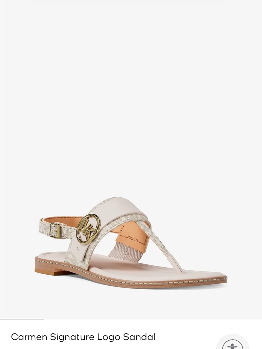Michael Kors Beige and Gold Carmen Logo Thong Sandal